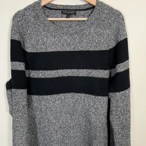 Banana Republic Two Black Stripped  Grey Sweater - Picture 3 of 14